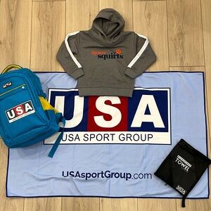 USA SPORTS Backpack, Microfiber Towel & 2T Hoodie